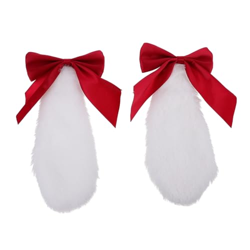 1 Paar Plüsch Hasenohr Haarspange haarschmuck Haar zubehör für mädchen Ostern haar clips Cosplay party favor Krawatte Stirnband Dienstmädchen-Outfit Kopfbedeckung Haarnadel Stoff von Housoutil