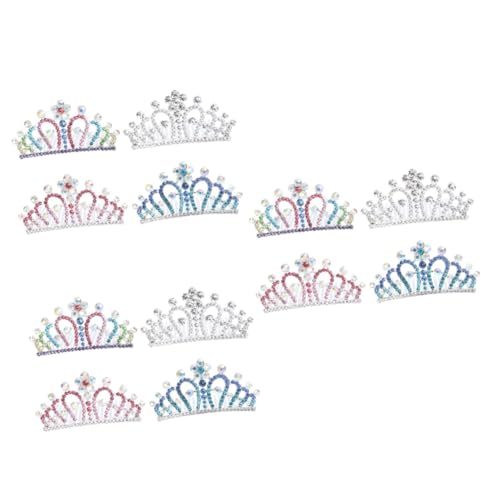 12 Stk Kinder krone Haar kämme Mini-Krone Haar Klammern glänzende Haarspangen Clip Tiara haarschmuck Haarkamm aus Kristall Krone für Kinder Prinzessin Kopfbedeckung Zubehör Baby von Housoutil