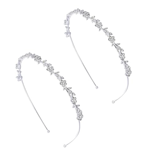 2st Stirnband Haarbänder Blumenstrass-haarband Haarband Strass-kopfschmuck Kopfschmuck Für Mädchen Haarband Aus Strass Haarschmuck Zink Legierung Braut Hochzeit von Housoutil