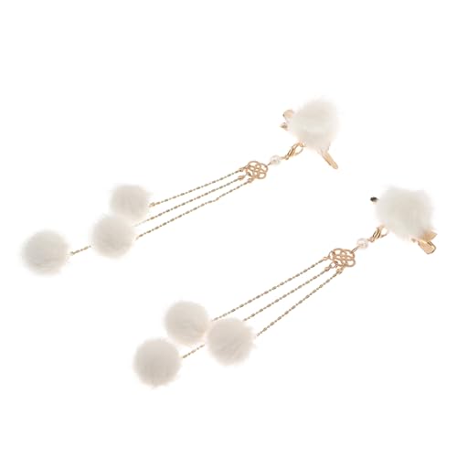 1 Paar Federfransenclip Haarschmuck Plüsch Hanfu Seitenclip Mädchen Weiß von Housoutil