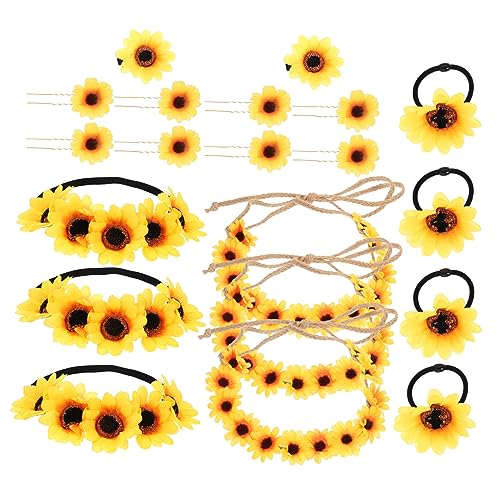 Housoutil 1 Satz Sonnenblumen-stirnband Haarklammern Für Frauen Damen Stirnbänder Hawaii-outfit Für Mädchen Hawaii-kleidung Kleid Für Den Sommer Boho-kranz Stoff Urlaub Haarschmuck Jahrgang von Housoutil