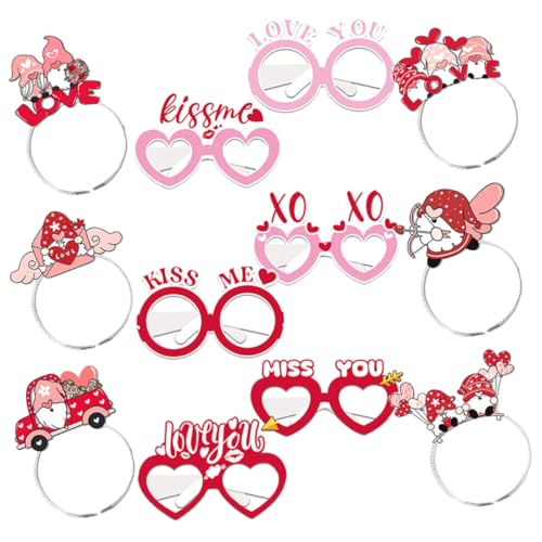 Housoutil 1 Satz Valentinstag Stirnband Amor Liebt Haarreifen Herzköpfe Tiara Brillen Zum Valentinstag Amor Stirnband Valentinstag Zubehör Valentinstag-stirnband Gläser Geschenk Braut Papier von Housoutil