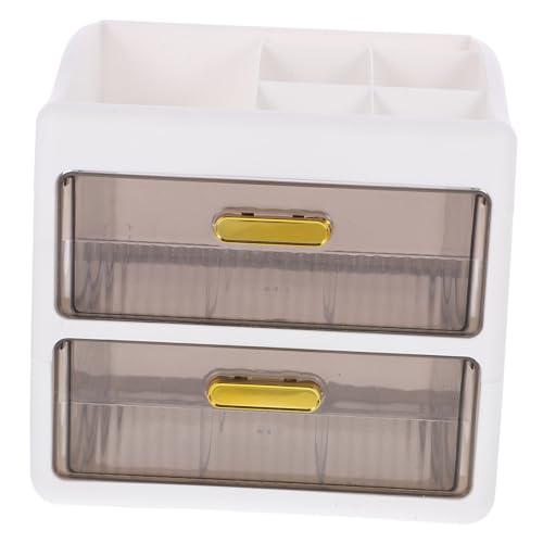 Housoutil 1 Stück 2 stapelbare Kosmetikschubladen Make-up-Organizer-Schubladen schubladenschrank Desktop-Kosmetikkoffer Lagerung Aufbewahrungskiste Schreibwaren Make-up-Box Kosmetikbox von Housoutil