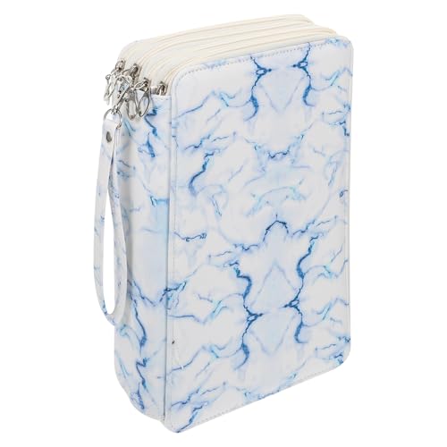 Housoutil 1 Stück Federmäppchen Große Kapazität Fächer Multifunktionale Stifte Aufbewahrungstasche Stilvolles PU Design Marmor für Künstler und Erwachsene von Housoutil