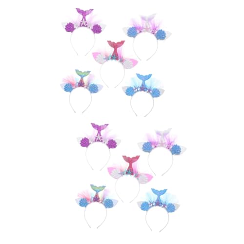 Housoutil 10 Stk Kopfbedeckung Haarreifen Für Mädchen Haarreifen Für Meerjungfrauenpartys Mesh-haarband Lustiger Haarreif Meerjungfrau Horn Haarschmuck Tier Stirnband Kind von Housoutil
