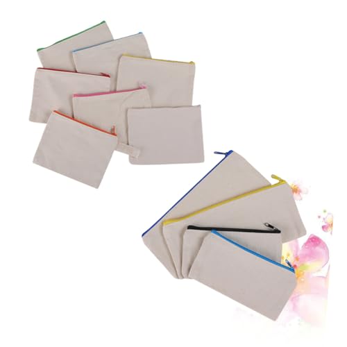 Housoutil 10 Stück Teiliges Große Kapazität Baumwoll Canvas Stifttasche mit Reißverschluss Multifunktionale Federmappe für Schule Reisen und Kosmetik Langlebig Waschbar Zufällige Farbe von Housoutil