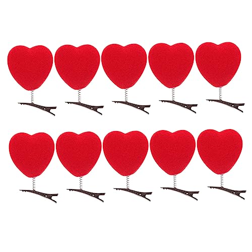 Housoutil 10st Glitzer-haarspangen Mädchen Stirnbänder Haarschmuck Herzschlag Haarnadel Für Kinder Valentinstag Stirnband Haarklemme Herz-haarspangen Rot Herzclips Blitz Plüschtier Fräulein von Housoutil