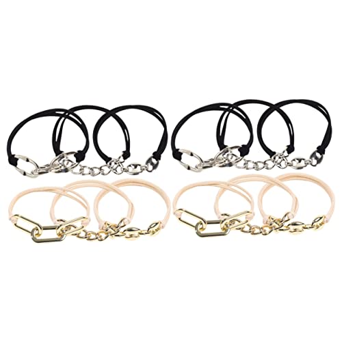 Housoutil 12 Stk Metallkette Gummiband Haargummis Haarbänder Für Frauen Kleine Scrunchies Bänder Für Haare Pferdeschwanzhalter Haarpflegezubehör Mädchen Haare Fräulein Armband Elastizität von Housoutil