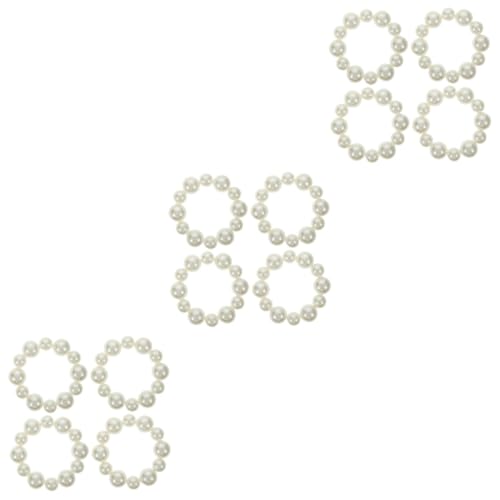 Housoutil 12 Stk Perlenstirnband Schwanzhalter Vintage-Armbänder aus Kunstperlen Haarbänder Golddekor Haargummis für Mädchen Haargummis für Frauen Hochzeit schmücken Haarschmuck Haarseil von Housoutil