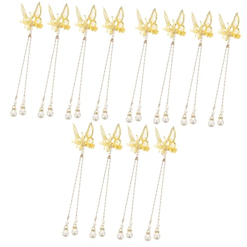 Housoutil 12 Stk Schmetterlings-haarspange Sommer-haarspangen Hanfu Haarschmuck Braut Kopfschmuck Schmetterlinge Haarnadel Haarklammern Für Mädchen Tiara Quaste Knopf Legierung von Housoutil