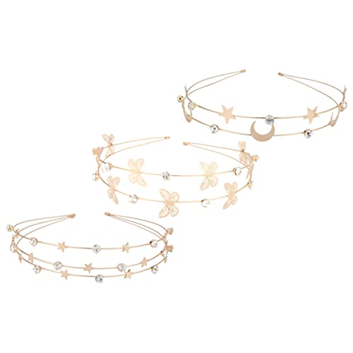 Housoutil 12 Stk Sternenmond-stirnband Mondkrone Kinderhaaraccessoires Für Mädchen Frauen Goldene Hochzeitsdeko Krone Für Mädchen Goldrand Metall Kristall Strasssteine Damen von Housoutil