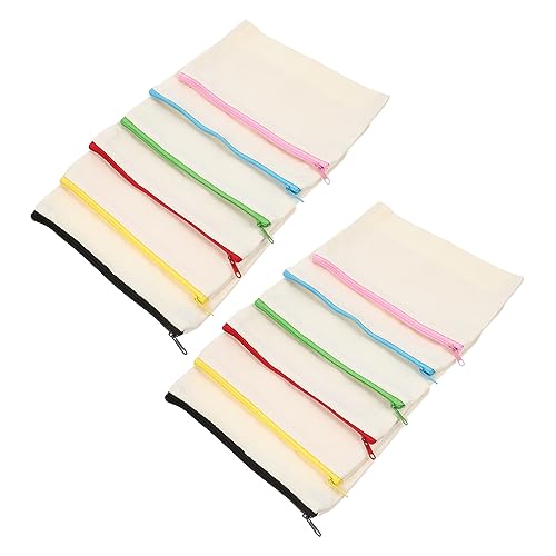 Housoutil 12 Stück Blanko Canvas Kosmetiktaschen mit Reißverschluss DIY Basteltaschen für Projekte Wiederverwendbare Stoffbeutel für Reisen und Gestaltung von Housoutil