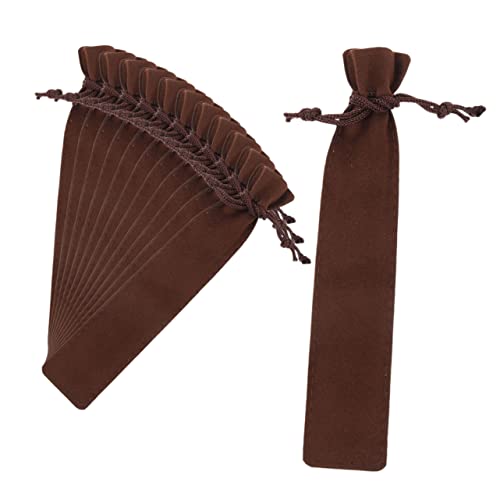 Housoutil 12 Stück Mäppchen Kapazität Stifttaschen Bleistift Stiftverpackungsbeutel Schule schreibutensilien büromaterial Pencil Cases stiftbox einzelne Stifttasche Stifthülle Flanell Brown von Housoutil