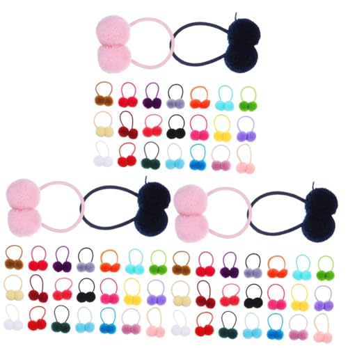 Housoutil 144 Stk Bommel elastische haargummi elastisches haarband Kugelhaargummis Kugelhaarseile Haarbänder Tiara Elastischer Pferdeschwanzhalter für Kinder Haargummis für Kinder Haarball von Housoutil