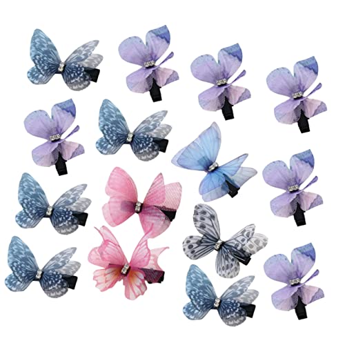 Housoutil 15St Tüll Schmetterling Haarspange Mini Haarspangen für Mädchen Haarklammer Haarnadel Haarstyling-Accessoires Haarspangen für Frauen Hochzeit Haarschmuck Schmetterlingsclip Kind von Housoutil