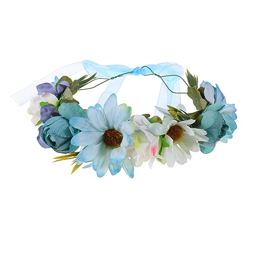 Housoutil 1Stk Blumengirlande Blumenrebe Perlengirlande Tiara Haargummis floraler Haarreif Braut Stirnband Hochzeit Haarmaske Blütenkopf Kopfbedeckung Brautjungfer Kranz von Housoutil