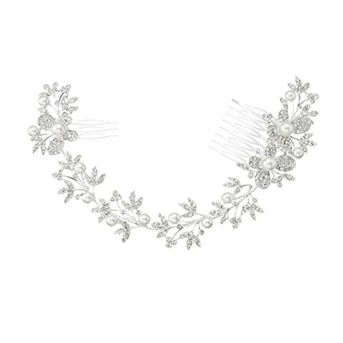 Housoutil 1stk Strass-kopfschmuck Königin Brauthaarkämme Prinzessin Kopfbedeckung Hochzeit Stirnband Kopfbedeckungen Mit Strassblumen Braut Hochzeit Haarkämme Tiara Perle Haarschmuck Damen von Housoutil