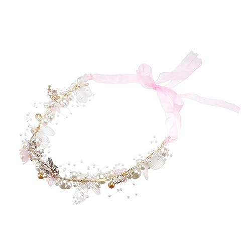 1Stk Mädchen Kranz kinder haarschmuck kinder stirnband Blumenhaarband Kinder Kopfschmuck blumenkrone haarschmuck festlich flower headband blumenhaarreif Anmut Perle Legierung Weiß von Housoutil