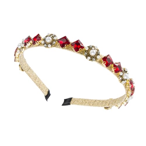 Housoutil 1Stk Perlen-Strass-Stirnband Jewel stirnbänder für frauen Braut stirnbänder für frauen Jewel haar band haarschmuck Mädchen Kopfbedeckung Südkorea Damen Strass rot von Housoutil