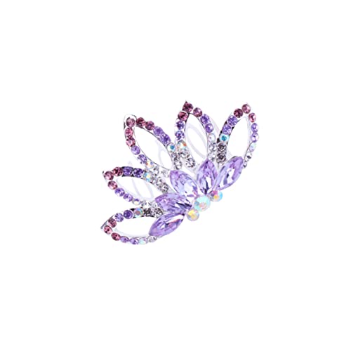 Housoutil 1Stk floraler Haarkamm Hochzeit Kamm Diademe Strass-Kopfschmuck Brauthaarkamm Tiara haarschmuck Kopfschmuck für die Braut Hochzeitskamm Blumen Kopfbedeckung Haarring Damen Violett von Housoutil