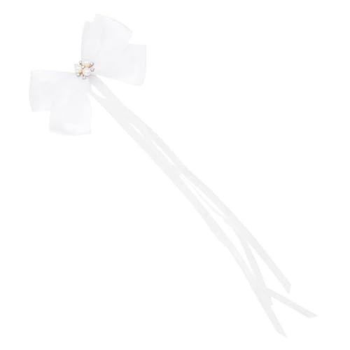 Housoutil 1Stk Spitzen-Streamer-Kopfschmuck Fee Bowknot Haarschmuck für die Braut hochzeitsdeko Haarspangen Frauen Schleife Knoten Kopfschmuck Band Haarnadel Mädchen Gaze Perle Diamant t002 von Housoutil