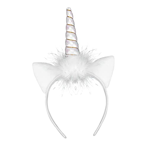 Housoutil 1stk Leuchtendes Einhorn-stirnband Geburtstagsbänder Tiara Leuchtendes Party-stirnband Einhorn Horn Ohren Stirnband Farbe Ponyohren Kopf Weiß Kleidung Stoff Kind Mädchen von Housoutil