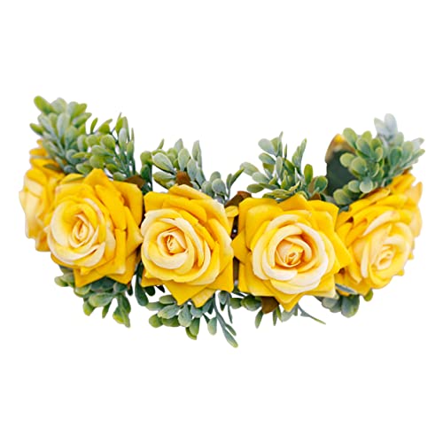 Housoutil 1stk Rose Haarband Kronengirlande Blumenkopfschmuck Haarkranz Floraler Kopfschmuck Brautblumenkrone Blumengirlanden-stirnband Rosenblütenkrone Zubehör Damen Halloween von Housoutil