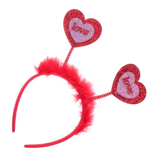 Housoutil 1stk Valentinstag Stirnband Valentinstag Kopfschmuck Kostüm-stirnband Valentinstag Haarspangen Valentinstag Haarreifen Herz-kopf-bopper Fräulein Pailletten Plastik Popper von Housoutil