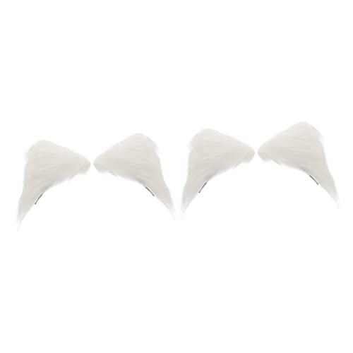 2 Paar Katzenohren Haarnadel Kuscheltier Flanell Seitenclip Dreidimensional Weiß von Housoutil