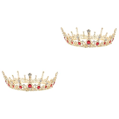 Housoutil 2 Stk Barocke Krone Modekrone Hochzeit Barock Gotische Tiara Zarte Krone Klassenzimmer Krone Für Mädchen Strass-königin Runden Kristall Rot Legierung Braut von Housoutil