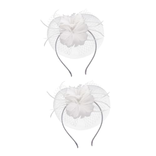 Housoutil 2 Stk Feder Haarnadel Fascinator-hut Für Damen Haarschmuck Für Die Hochzeit Blaue Haarzusätze Hüte Und Mützen Für Damen Zylinder Gittergewebe Die Blumen Fräulein Weiß von Housoutil