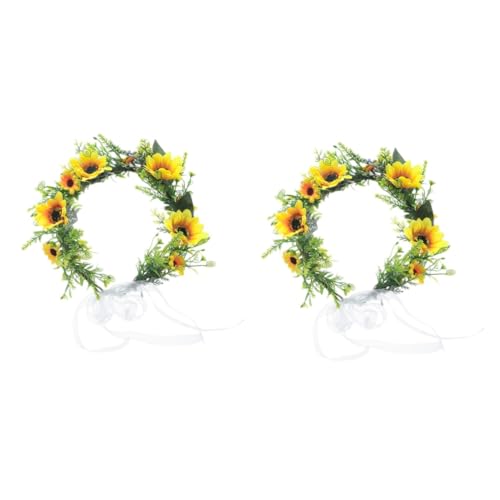 Housoutil 2 Stk Sonnenblumenkranz für Stirnbänder der Brautkinder Brautkopfschmuck für die Hochzeit Haarbänder für Damen Haarband Kostüme Kranz Sonnenblume Haarschmuck für Frauen Mädchen von Housoutil