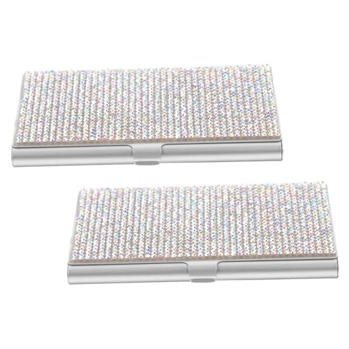 Housoutil 2 Stück Aluminiumlegierung Visitenkartenhalter Metall Kreditkarten Organizer Box für Büro Reise Schreibtisch Business Card Storage Multifunktional Schnellzugriff von Housoutil