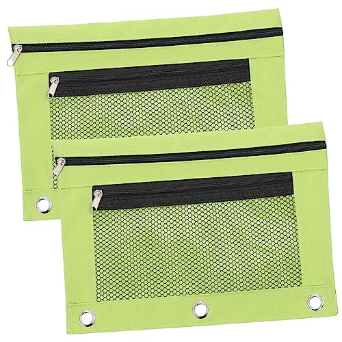Housoutil 2 Stück Binder Federmäppchen Bürobedarfstaschen Bleistift Schule aufbewahrungssack Storage Pockets tragbare Stifttasche Federtasche mit großem Fassungsvermögen Oxford-Stoff Green von Housoutil