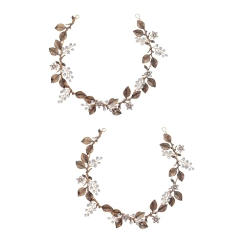 Housoutil 2st Blatt Haarband Haargummis Für Frauen Mädchen Stirnbänder Haarschmuck Mit Blumen Haarband Aus Metall Haarbänder Für Damen Legierung Braut Ranke Blumenmädchen von Housoutil