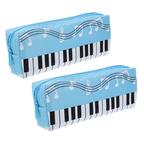 Housoutil 2 Stück Canvas Federmäppchen mit Klaviernoten Wasserabweisend Multifunktional für Mädchen Kosmetik und Stifteetui Leicht und Robust für Schule Reisen und Bürogebrauch von Housoutil