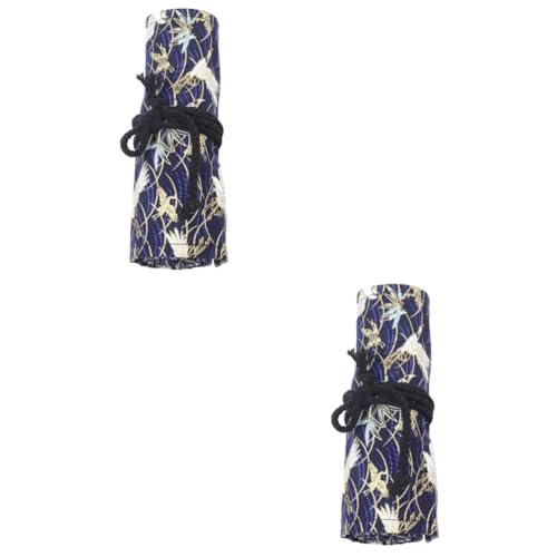 Housoutil 2 Stück Große Kapazität Stiftetui Roll Up Federmäppchen Strapazierfähigem Baumwollmaterial Dekoratives Chinesisches Design für Künstler Fächern Winterbambus und Muster von Housoutil