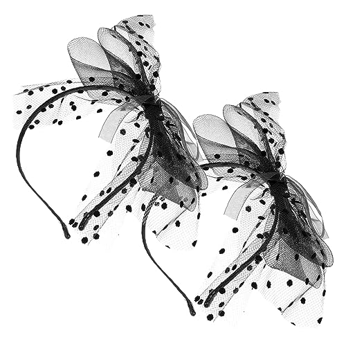Housoutil 2 Stück Halloween Haarband Leichtes Schwarzes Mesh Stirnband mit Schleifen Knoten Gruselige Braut Kopfbedeckung für Kostümparty Cosplay und Damen Halloween Outfit von Housoutil