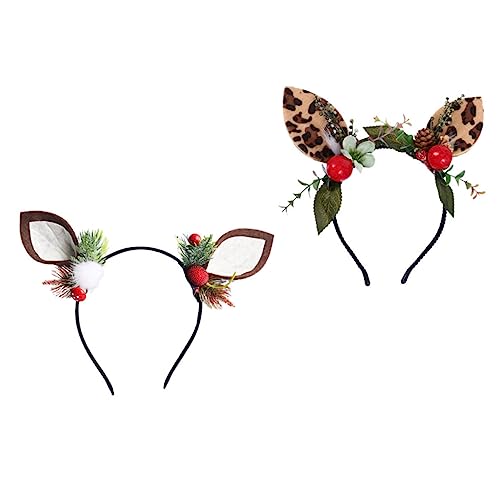 2St Stirnband mit Leopardenohren kinder haarschmuck kinder weihnachtsdeko Haarbänder Haarband für Kinder Stirnband mit Katzenohren kind haarband lustig Kopfbedeckung Zubehör Stoff von Housoutil