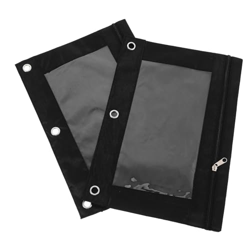 Housoutil 2 Stück Mäppchen Für Schreibwaren Bleistift Mit Veranstalter Beutel Tasche Federmappe Klarsichthülle Bürozubehör Schwarz PVC von Housoutil