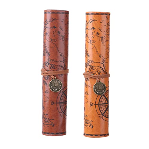 Housoutil 2 Stück PU Leder Rolle Up Bleistiftetui Faltbar Großer Stauraum für Zeichenstifte und Make Up für Schule Reisen und Kreative Arbeiten von Housoutil