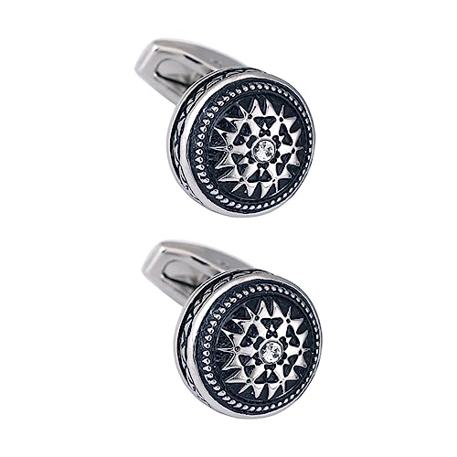 Housoutil 2 Stück Silberne Manschettenknöpfe mit Strass Hemd Manschettenknöpfe für Herren für Anzug und Festlichkeiten für Hochzeiten und Besondere Anlässe von Housoutil