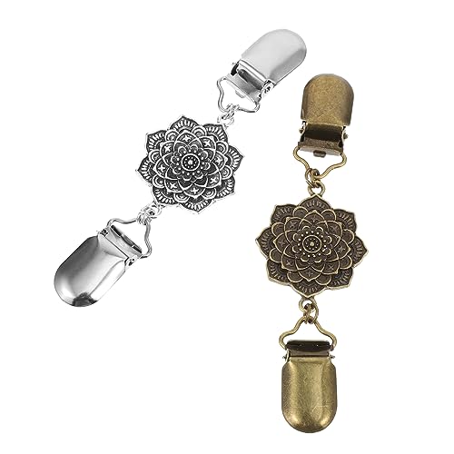 Housoutil 2 Stück Vintage Mandala Blumen Schalclip All Match Strickjacken und Mantel Klammer Leichtem Langlebigem Legierungsmaterial Modisches Zubehör für Damen Einfach zu Befestigen und von Housoutil