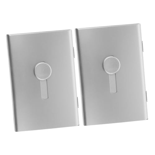 Housoutil 2 Stück Visitenkartenetui Ausweishalter Bürozubehör Karten Kartenetui Herren Schmal Ausziehbar Kartenhalter Organizer Tasche Reise Bürobedarf Aluminiumlegierung von Housoutil