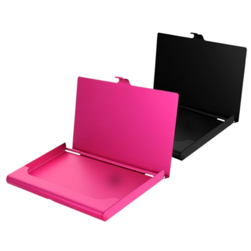 Housoutil 2stücke Metall Visitenkartenbox Für Sublimation Leere Visitenkartenbox Aus Aluminiumlegierung Visitenkartenhalter Schwarz Und Pink von Housoutil