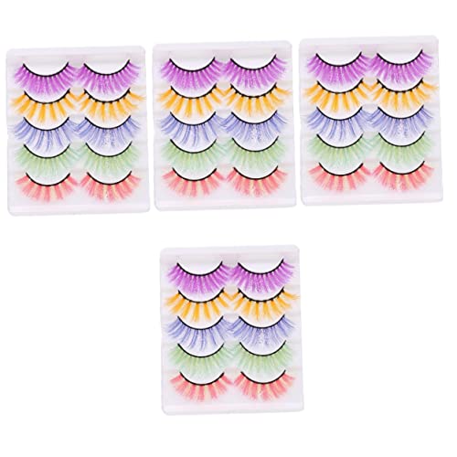 Housoutil 20 Paar farbige falsche wimpern dramatische falsche Wimpern selbstklebende wimpern 3d das Outfit falsche Frauen Wimpern bilden Lieferungen Fräulein Nachahmung von von Housoutil