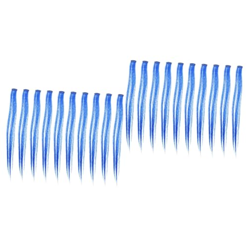 Housoutil 20 Stk Perückenstück Bunte Perücke Blaue Perücken Für Frauen Damenperücke Blaue Haarspangen Rollenspiel-outfits Mädchen-outfit Haarglätter Locken Hochtemperaturdraht von Housoutil