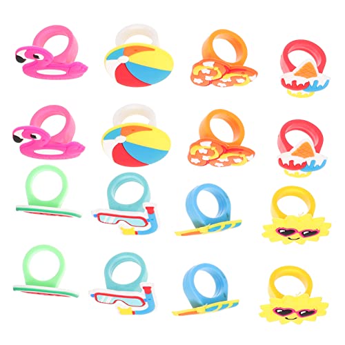 Housoutil 20 Stück Teiliges Cartoon Ringe Bunte PVC Softgummi Finger Ringe Leicht und Sicher für Mädchen Party Zubehör von Housoutil