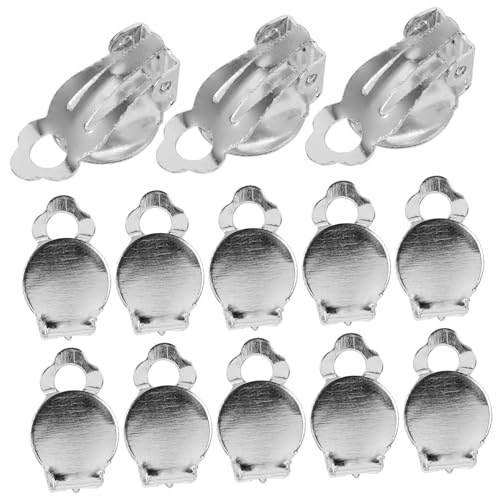 Housoutil 20 Stück Teiliges Ohrclips Silber Flach Rund Ohrring Converter Komfortable Ohrclips für Durchbohrte Ohren DIY Schmuckzubehör Mädchen Damen von Housoutil