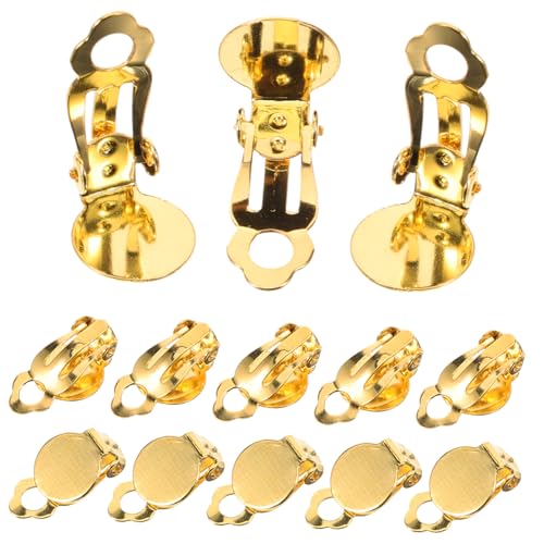 Housoutil 20 Stück Teiliges Runde Ohrclips Ohrring Converter Flach Goldfarben Ohrclips für Durchbohrte Ohren DIY Schmuckherstellung und Hautfreundlich von Housoutil